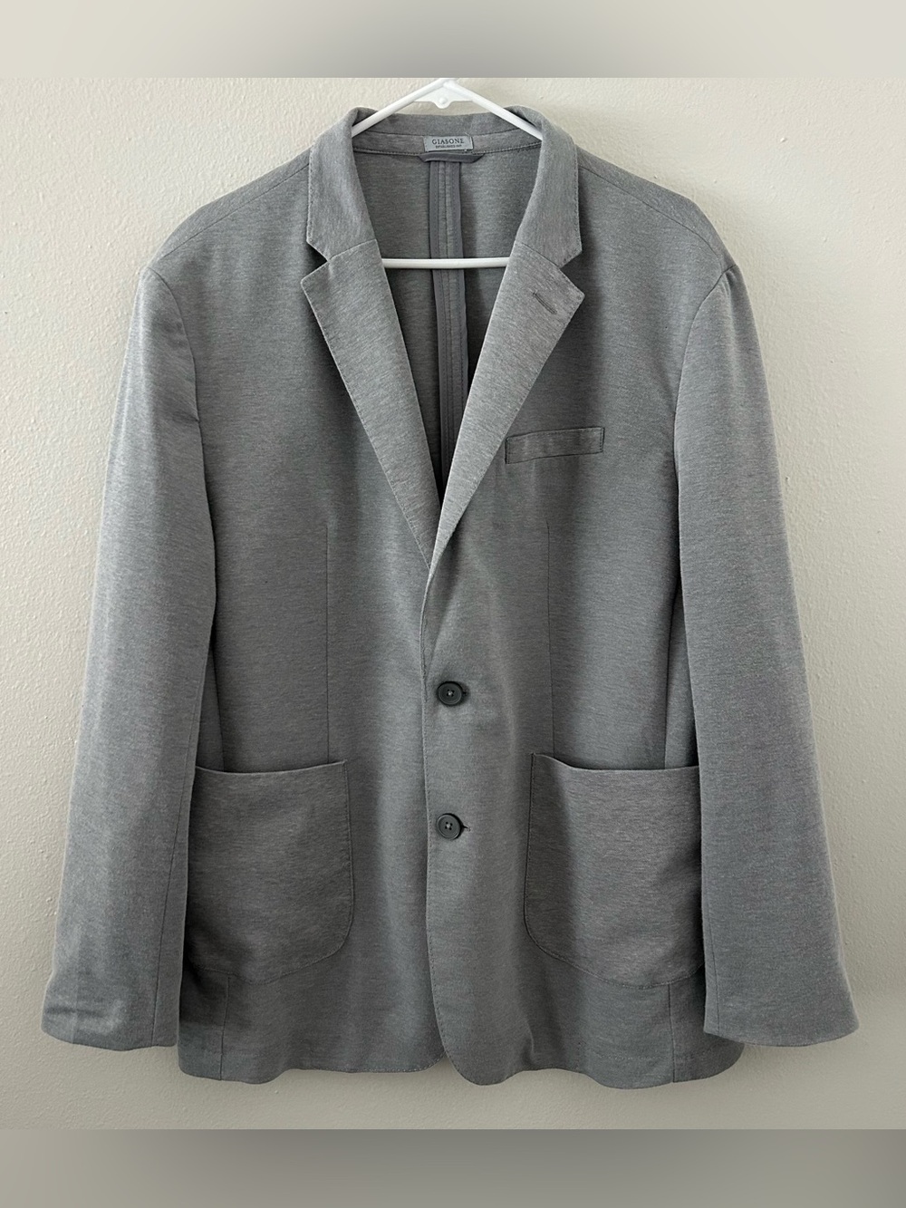 Giasone Blazer Jacket Mens XL Gray Two Button Patch Pocket Unstructured